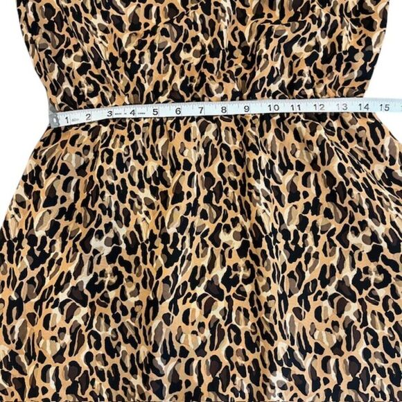 Miss Tina Knowles One Shoulder Dress Shadow Camel Leopard Print Size Small - Picture 9 of 11